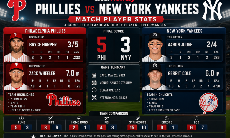 Phillies vs New York Yankees Match Player Stats