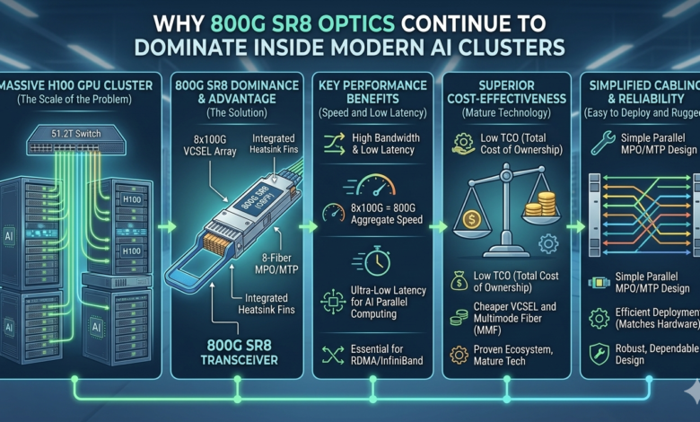 Why 800G SR8 Optics Continue to Dominate Inside Modern AI Clusters